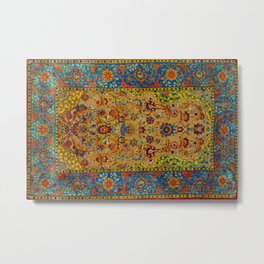 Hereke Vintage Persian Silk Rug Print Metal Print | Digital, Nature, Rug, Hereke, Silk, Pattern, Floral, Tribal, Bohemian, Persian 