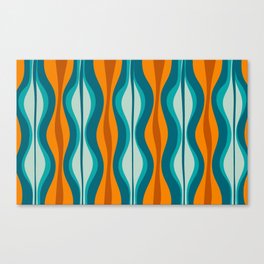 Hourglass Mid Century Modern Abstract Pattern in Turquoise, Aqua, Orange, and Rust Canvas Print