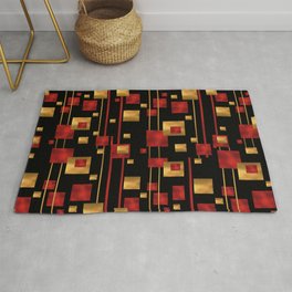 Red and Gold Foil Blocks Rug