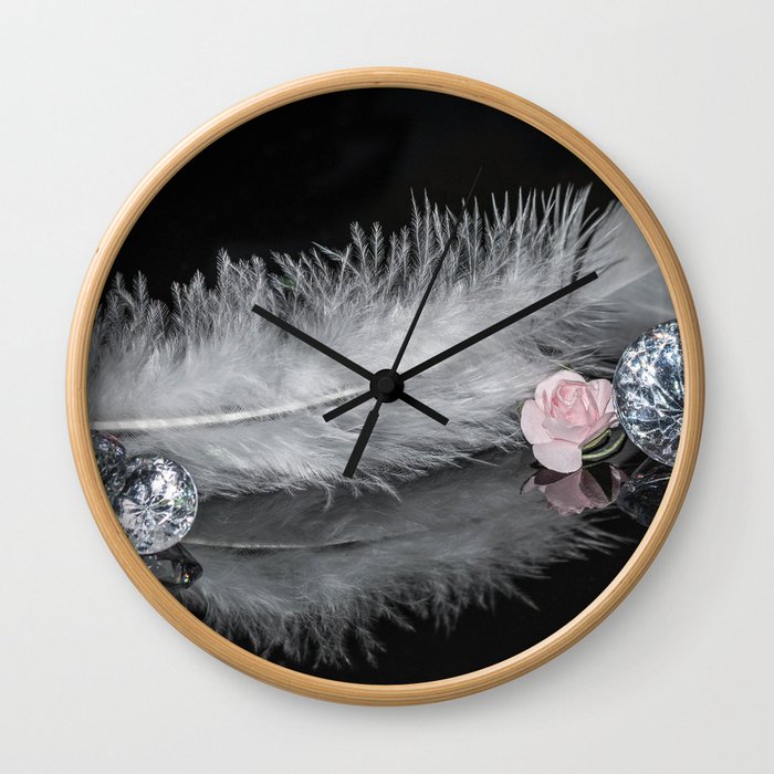 "Reflections" - Diamonds, Feathers & Flowers Wall Clock