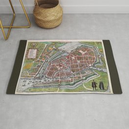 Hamburg Germany antique map plan Rug