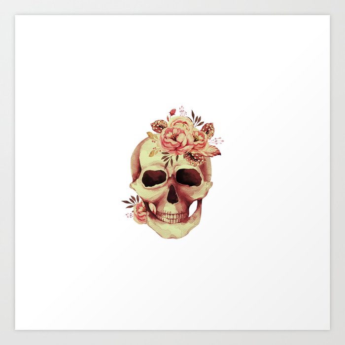 Skull Flower Head Art Print