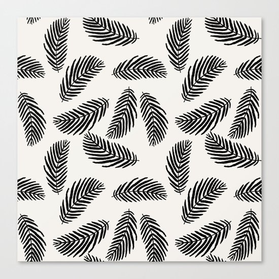 Palm trees black and white tropical minimal ocean seaside socal beach life pattern Canvas Print