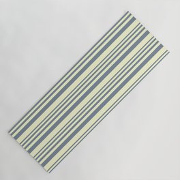 [ Thumbnail: Light Slate Gray & Light Yellow Colored Lined Pattern Yoga Mat ]