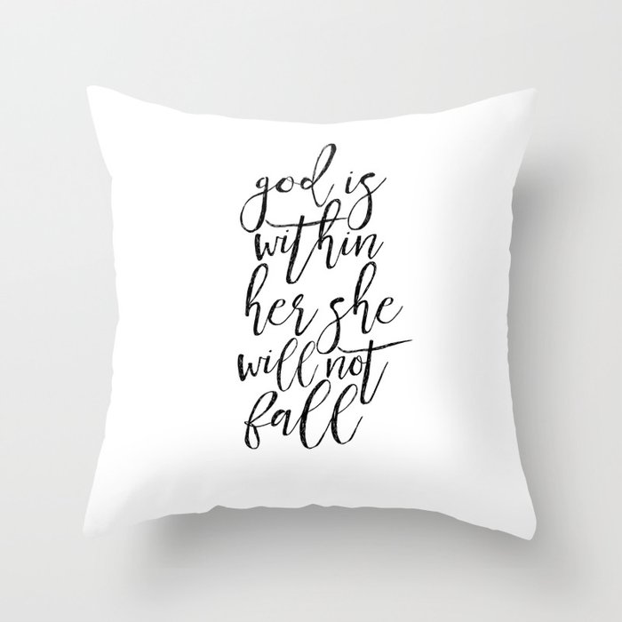 SCRIPTURE SIGN Bible Cover God Is Within her She WIll Not Fall Printable  Quotes Scripture Wall Art Throw Pillow by typohouseart