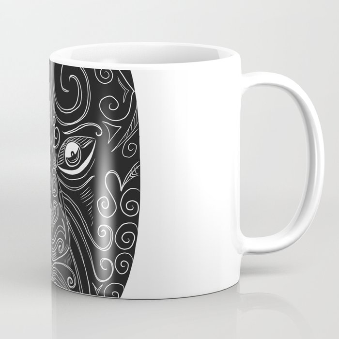 Maori Mask Scratchboard Coffee Mug