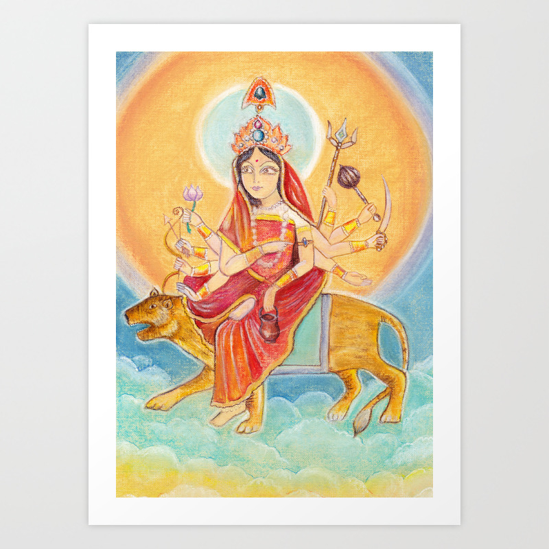 Beautiful Hindu Goddess Rendering Chandraghanta Devi Navaratri