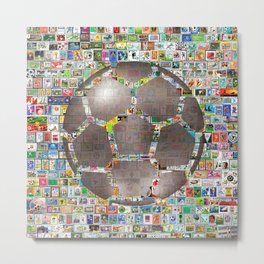 Soccer Ball on Philately Metal Print | Footballart, Decoupage, Soccerart, Worldcup, Collage, Football, Maradona, Philately, Mosaic, Ronaldo 