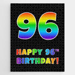 [ Thumbnail: HAPPY 96TH BIRTHDAY - Multicolored Rainbow Spectrum Gradient Jigsaw Puzzle ]