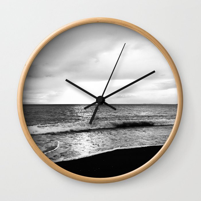 Black Sand Beach I Wall Clock