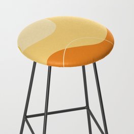 Orange, Yellow and Cream Abstract Waves and Lines Bar Stool
