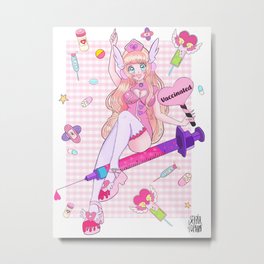 Magical Girl Nurse  Metal Print | Drawing, Magicalgirl, Kawaii, Girly, Vaccine, Pretty, Manga, Anime, Nurse, Medical 
