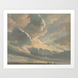 Study of Clouds with a Sunset Near Rome by Simon Denis Art Print