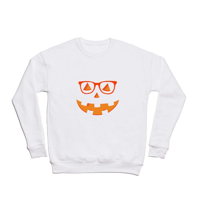 Nerdy Pumpkin Halloween Scary Funny Creepy Design Crewneck Sweatshirt