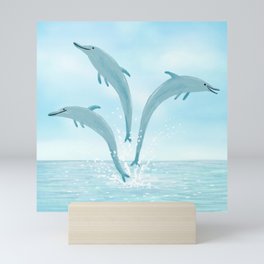 Jumping Dolphins Mini Art Print