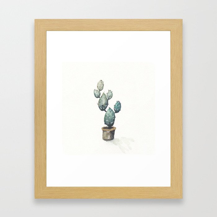 Green-Blue Cactus Framed Art Print