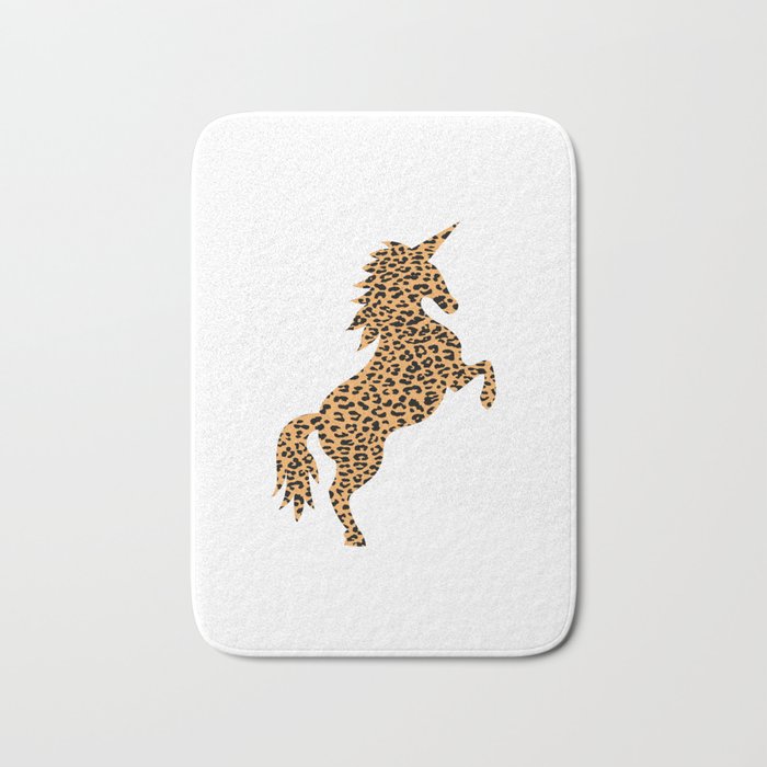 Haute Leopard Cute Unicorn With Leopard Print Bath Mat