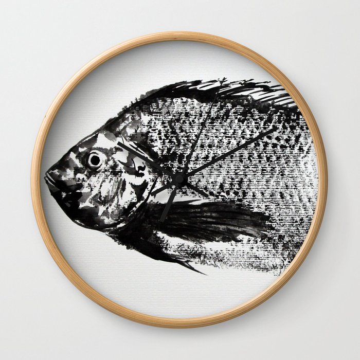gyotaku - koi fish Wall Clock