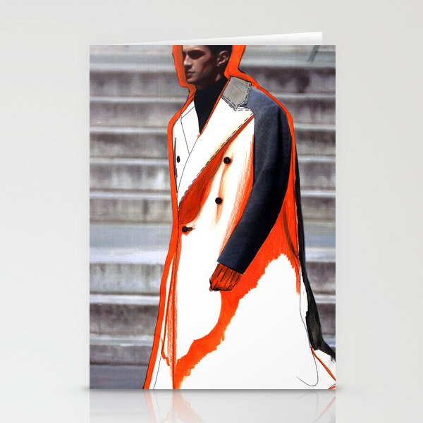 MALE MODEL AND BIG COAT  Stationery Cards