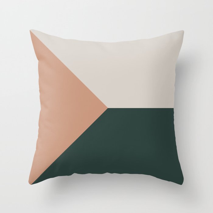 Green Pink White Abstract Geometric Art Throw Pillow