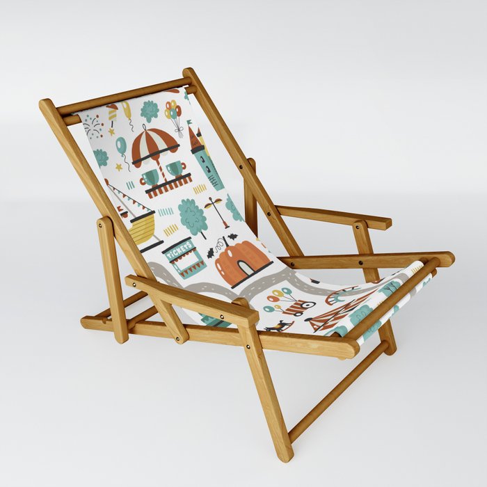 Amusement Park Map Pattern Sling Chair