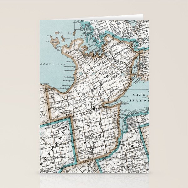 Map of Simcoe County, Ontario, Canada Stationery Cards by ginneko