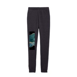 Teal & Gold Glitter Agate Texture 03 Kids Joggers