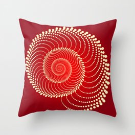 Abstract spiraling dots on red Throw Pillow