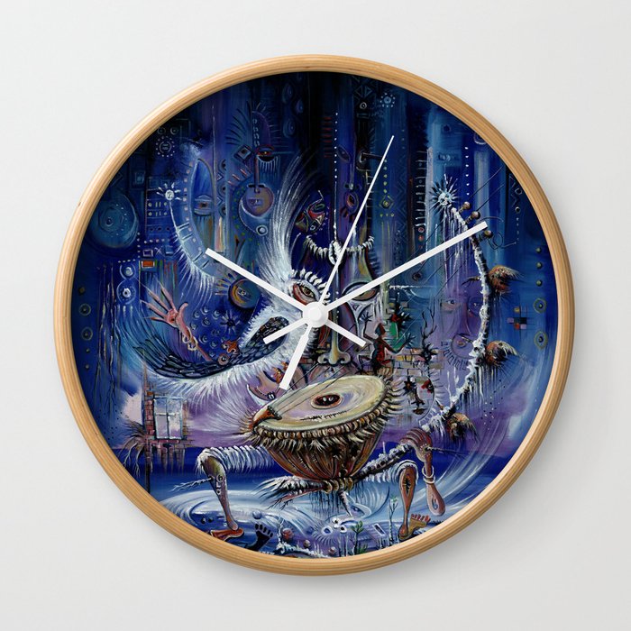 Kora Player III surreal painting from Africa Wall Clock