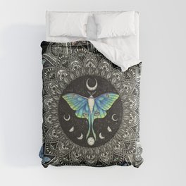 Lunar Moth Mandala with Background Comforter