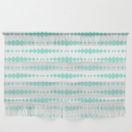 Mint Blue Geometric Horizontal Striped Pattern Wall Hanging