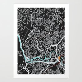Bristol Map (noir) Art Print