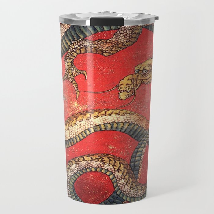 Dragon by Hokusai Travel Mug
