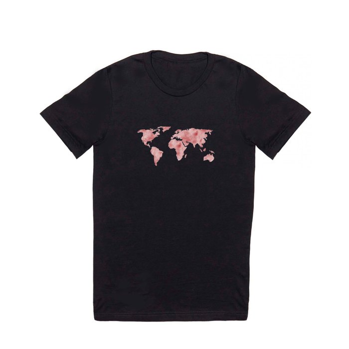 World Map Light Red Watercolor T Shirt