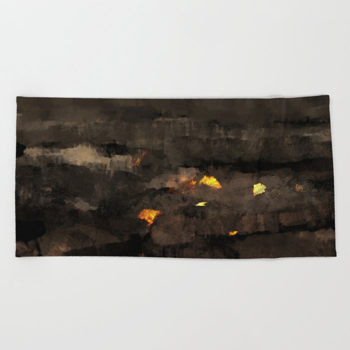 Abstract Landscape Nature Texture Lava Fire Geology Digital Illustration Beach Towel By Christianmullerart
