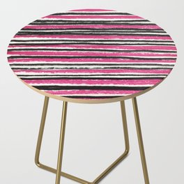 Horizontal pink and black striped pattern - handpainted Side Table