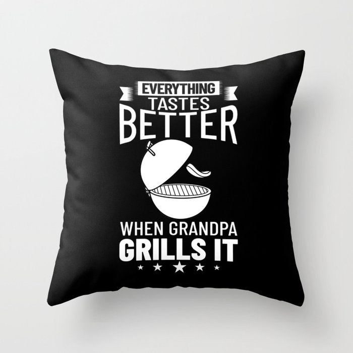 Grandpa Grilling BBQ Grill Smoker Master Throw Pillow