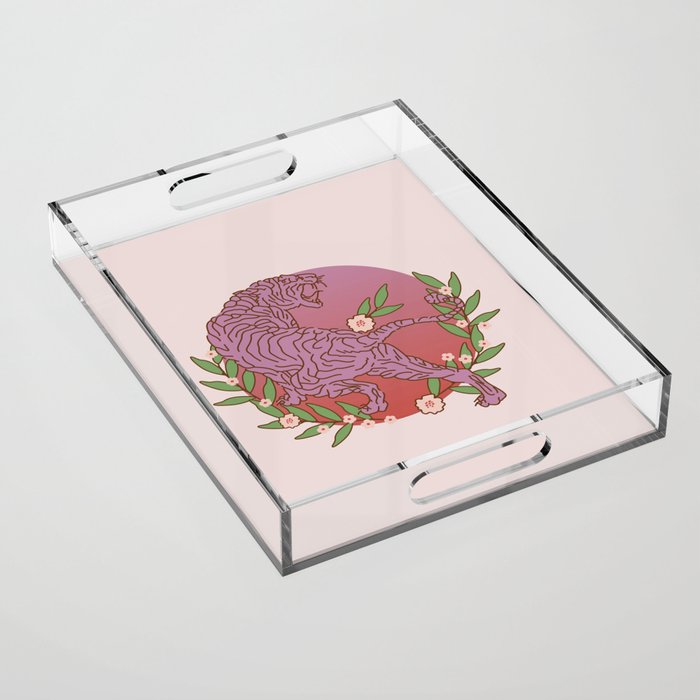 Pink tiger of love Acrylic Tray
