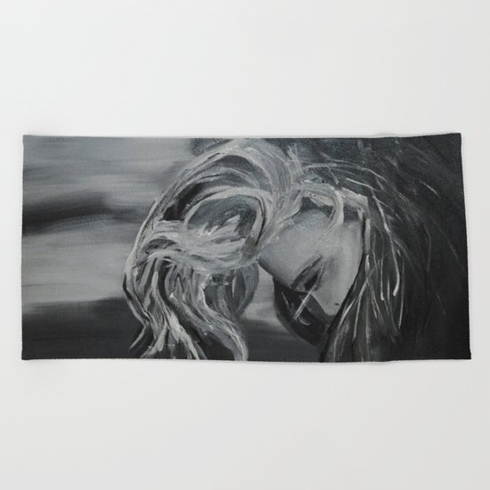 Black And White Girl Beach Towel