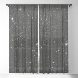 Space - Stars - Starry Night - Black - Universe - Deep Space Sheer Curtain