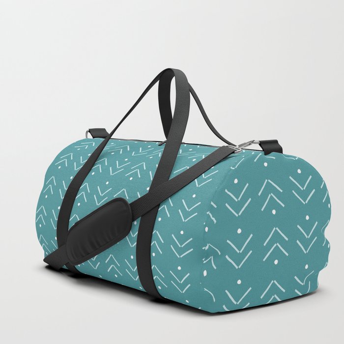 Arrow Geometric Pattern 16 in Teal Green Blue Turquoise Duffle Bag