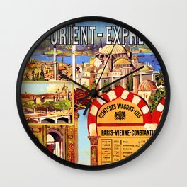 Orient Express, Istanbul — retro vintage travel poster Wall Clock