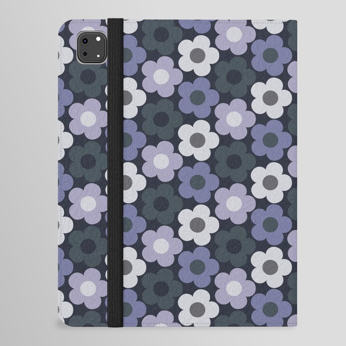 Monochromatic retro floral pattern iPad Folio Case