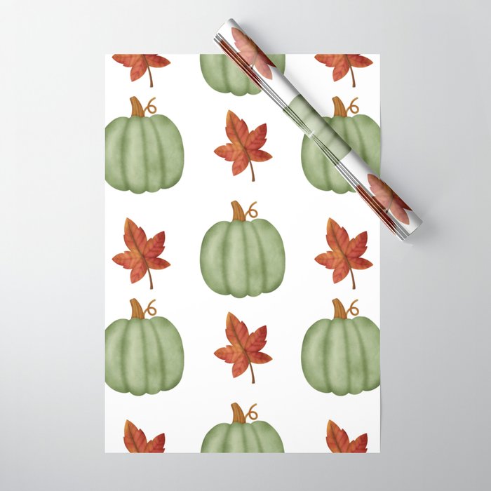 Watercolor Pumpkin Seamless Pattern Wrapping Paper