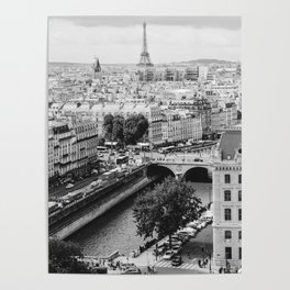 Black and White Paris Architecture Photo Poster