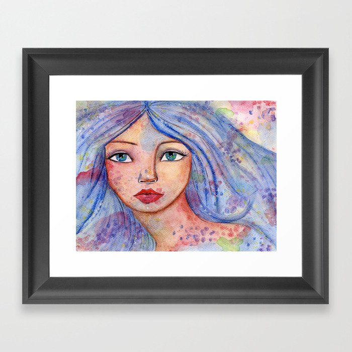 Girl in the flow Framed Art Print