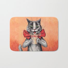Louis Wain Funny Cat Drinking Bath Mat | Cocktails, Happyhour, Vintageart, Cathumor, Catlovergift, Louiswain, Catdrinking, Drawing, Catdrawing, Greycat 