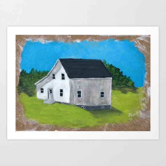 White Farmhouse. Art Print