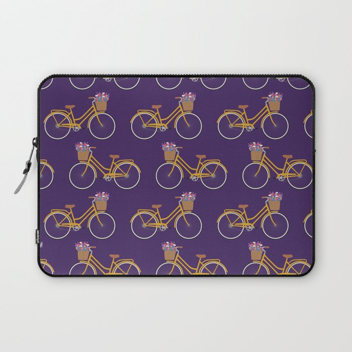 Bicycle with flower basket pattern Laptop Sleeve