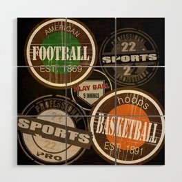 Grunge retro sports  Wood Wall Art